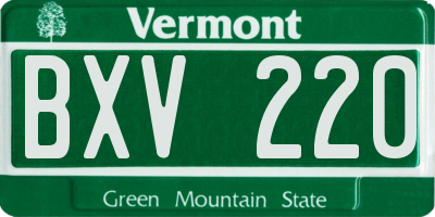 VT license plate BXV220