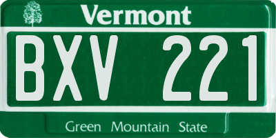 VT license plate BXV221