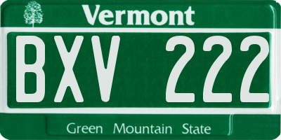 VT license plate BXV222