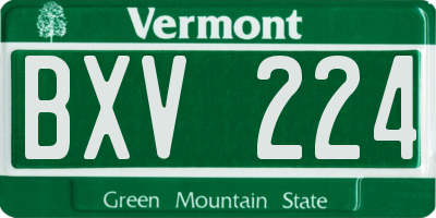 VT license plate BXV224