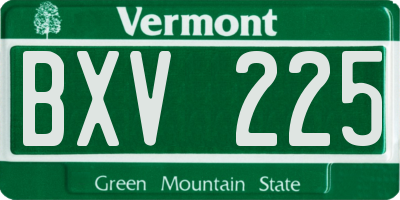 VT license plate BXV225