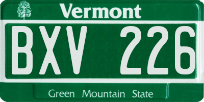 VT license plate BXV226