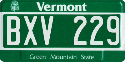 VT license plate BXV229