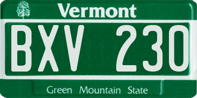 VT license plate BXV230