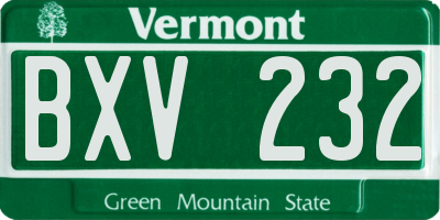 VT license plate BXV232
