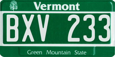 VT license plate BXV233