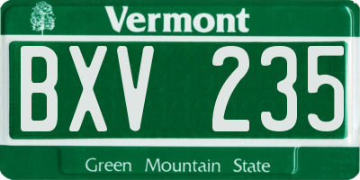 VT license plate BXV235