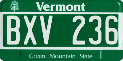 VT license plate BXV236