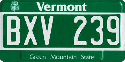 VT license plate BXV239