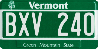 VT license plate BXV240