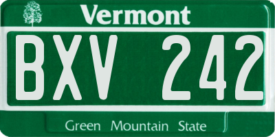 VT license plate BXV242