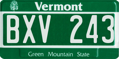 VT license plate BXV243