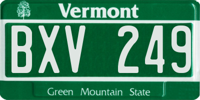 VT license plate BXV249