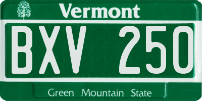 VT license plate BXV250