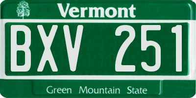 VT license plate BXV251