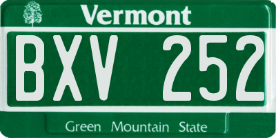 VT license plate BXV252