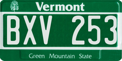 VT license plate BXV253