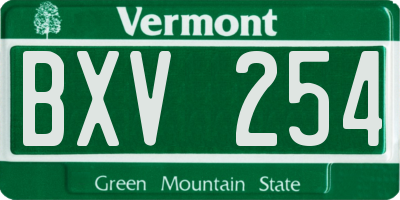 VT license plate BXV254