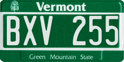 VT license plate BXV255