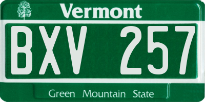 VT license plate BXV257
