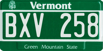 VT license plate BXV258