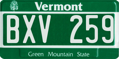 VT license plate BXV259