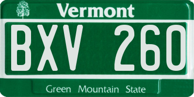 VT license plate BXV260