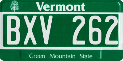 VT license plate BXV262