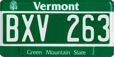 VT license plate BXV263