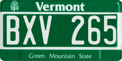VT license plate BXV265