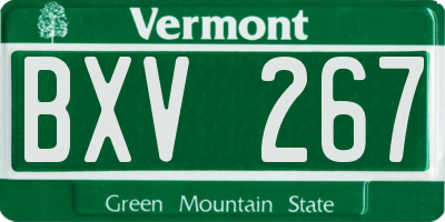 VT license plate BXV267