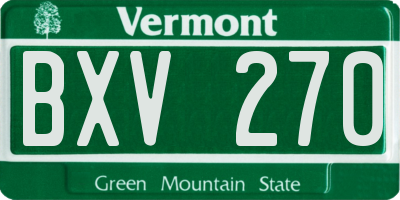 VT license plate BXV270