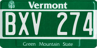 VT license plate BXV274