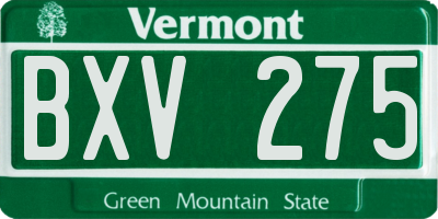 VT license plate BXV275