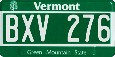 VT license plate BXV276