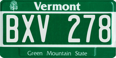 VT license plate BXV278