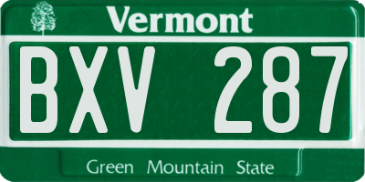 VT license plate BXV287