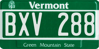 VT license plate BXV288