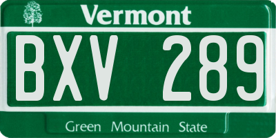VT license plate BXV289