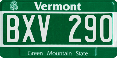VT license plate BXV290