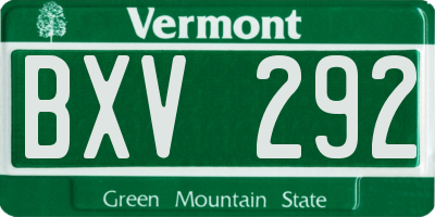 VT license plate BXV292