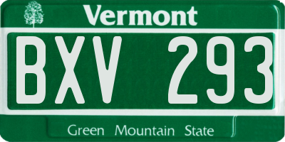 VT license plate BXV293