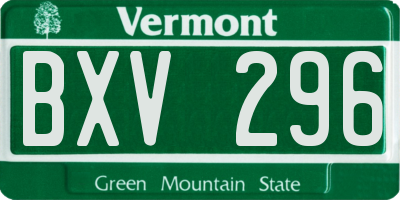 VT license plate BXV296