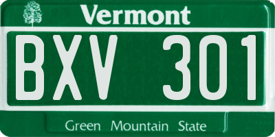 VT license plate BXV301