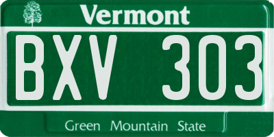 VT license plate BXV303