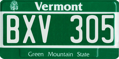 VT license plate BXV305