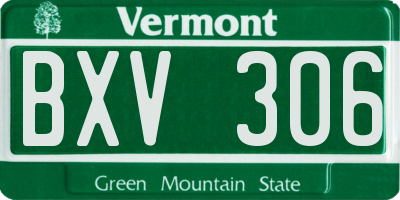 VT license plate BXV306