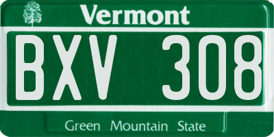 VT license plate BXV308