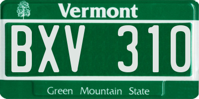 VT license plate BXV310
