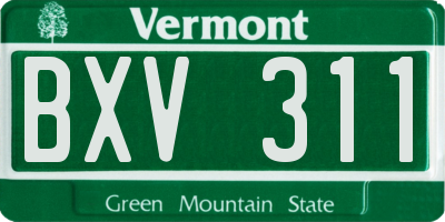 VT license plate BXV311